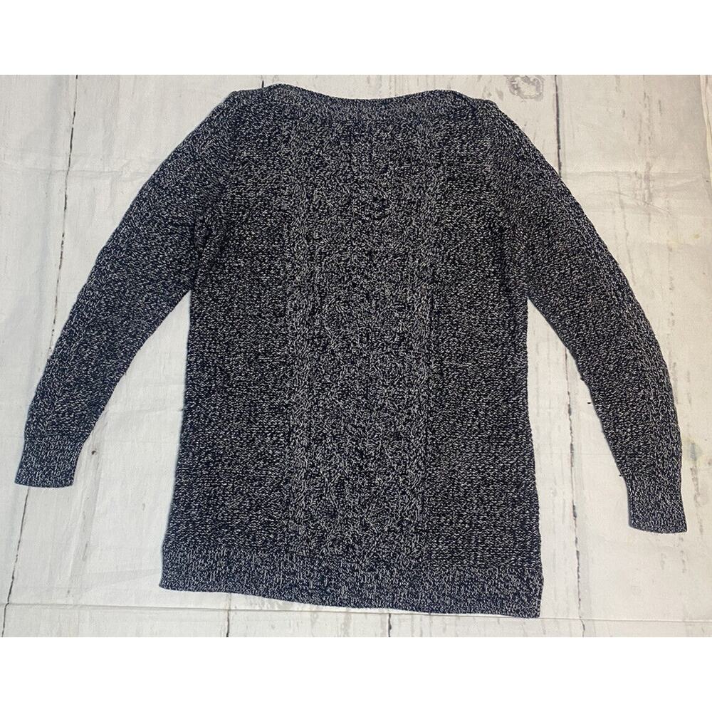 Boho Minimalist Boat Neck Sweater Crown & Ivy Black White Long Sleeve Medium